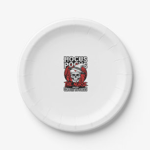 Halloween Nurse Skull Coffee Focus Vintage Shirt D Paper Plates