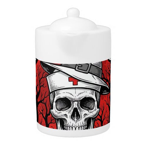 Halloween Nurse Skull Coffee Focus Vintage Shirt D Teapot