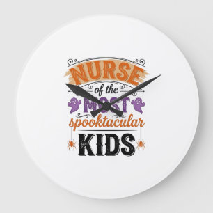 Halloween Nurse Spooktacular Kids Vintage Design_1 Large Clock