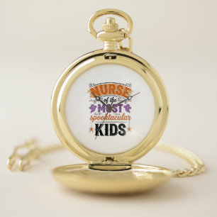 Halloween Nurse Spooktacular Kids Vintage Design_1 Pocket Watch