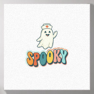 Halloween Nurse Spooky Ghost Retro Funny_1 Canvas Photo Tile