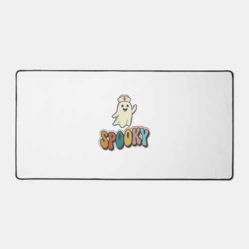 Halloween Nurse Spooky Ghost Retro Funny_1 Desk Mat
