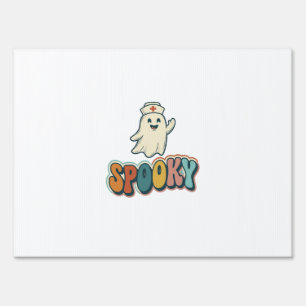 Halloween Nurse Spooky Ghost Retro Funny_1 Sign