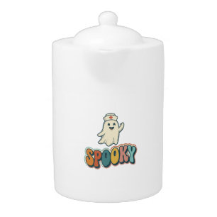 Halloween Nurse Spooky Ghost Retro Funny_1 Teapot