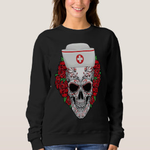 Halloween Nurse Sugar Skull Day of the Dead Sweatshirt