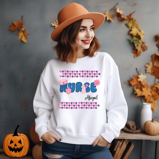 Halloween nurse sweatshirt with Name  (Creator Uploaded)