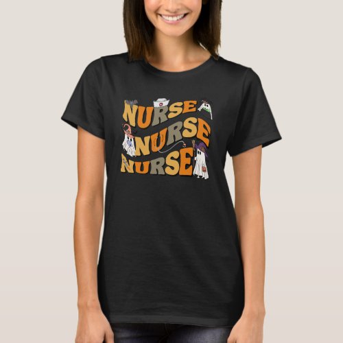 Halloween Nurse Trendy Wave T_Shirt