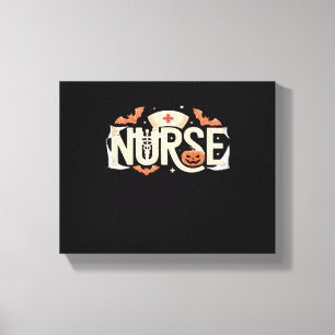 Halloween Nurse Typography – Spooky Medical Design Canvas Print