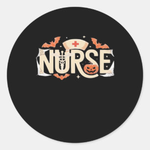 Halloween Nurse Typography � Spooky Medical Design Classic Round Sticker