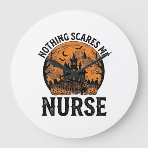 Halloween Nurse Vintage Spooky Moon Design_1 Large Clock