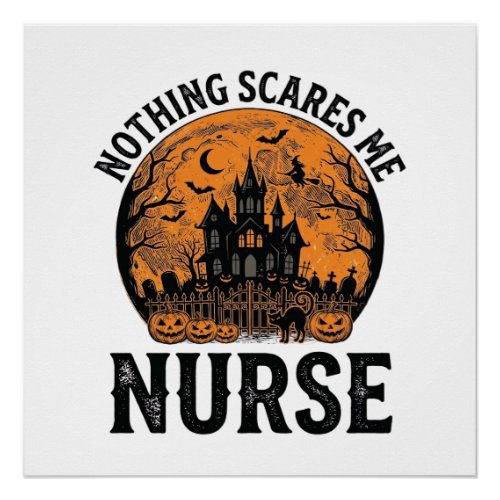 Halloween Nurse Vintage Spooky Moon Design_1 Poster