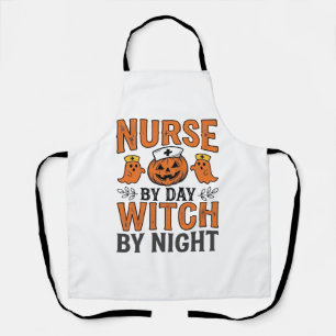 Halloween Nurse Witch By Night Vintage Shirt Desig Apron