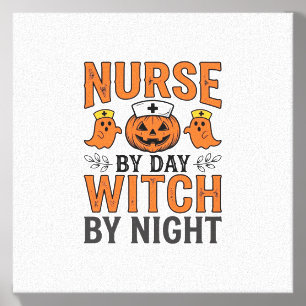 Halloween Nurse Witch By Night Vintage Shirt Desig Canvas Photo Tile