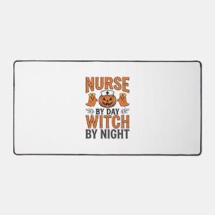 Halloween Nurse Witch By Night Vintage Shirt Desig Desk Mat