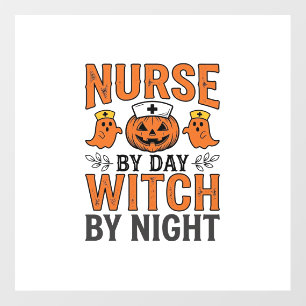 Halloween Nurse Witch By Night Vintage Shirt Desig Floor Decals
