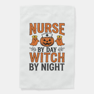 Halloween Nurse Witch By Night Vintage Shirt Desig Garden Flag