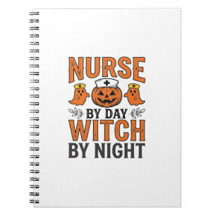 Halloween Nurse Witch By Night Vintage Shirt Desig Notebook