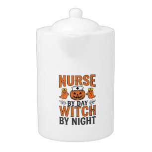 Halloween Nurse Witch By Night Vintage Shirt Desig Teapot