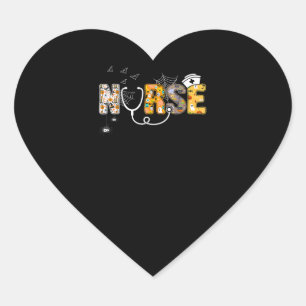 Halloween Nurse With Pumpkin Boo Spider Witch Heart Sticker