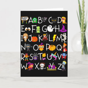 Halloween Nursery Teacher Shirt, Halloween Alphabe Card