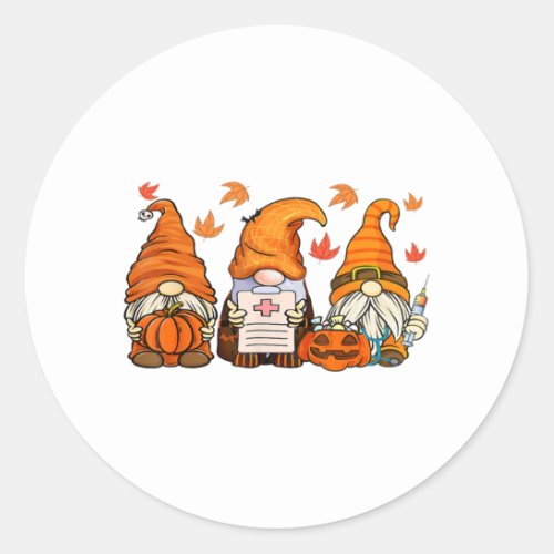 Halloween Nurses Gnomes   Classic Round Sticker