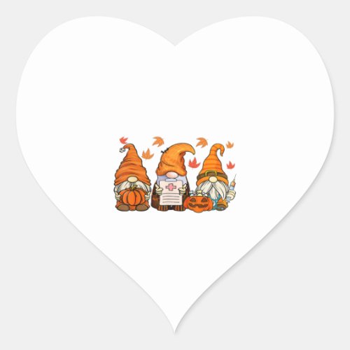 Halloween Nurses Gnomes   Heart Sticker