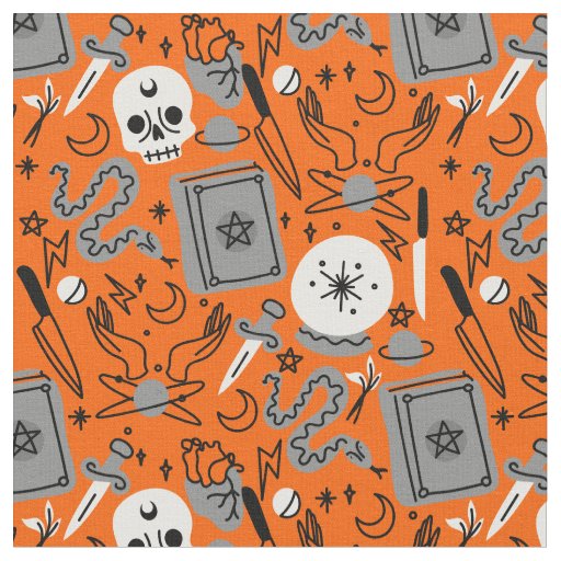 halloween occult magical mystical esoteric orange fabric