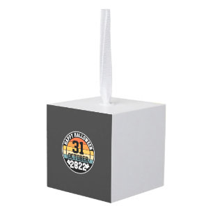 Halloween October 31 2022 Sunset Retro Design_1 Cube Ornament