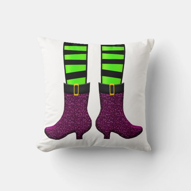 Halloween October 31 Decor Witch shoes Fall Throw Pillow (Front)