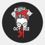 Halloween October 31 Mom Mother Spider Web  Classic Round Sticker