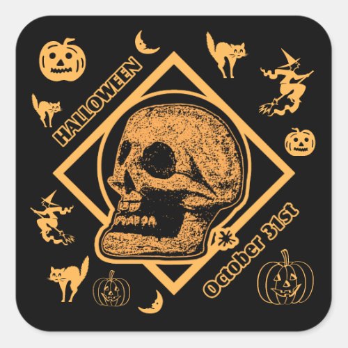 Halloween October 31st Collage Square Sticker