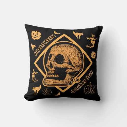 Halloween October 31st Collage Throw Pillow