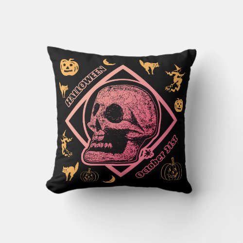 Halloween October 31st Collage Throw Pillow