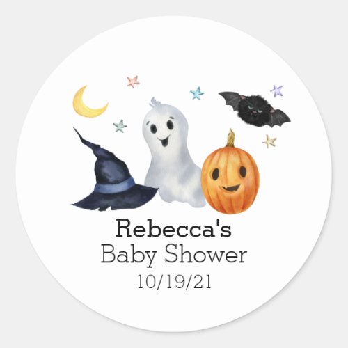 Halloween October Baby Shower Ghost  Boo Classic Round Sticker