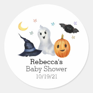 Halloween October Baby Shower Ghost Boo Classic Round Sticker
