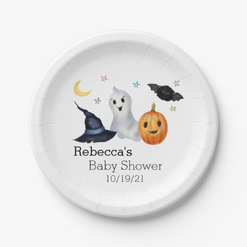 Halloween October Baby Shower Ghost  Boo Paper Plates