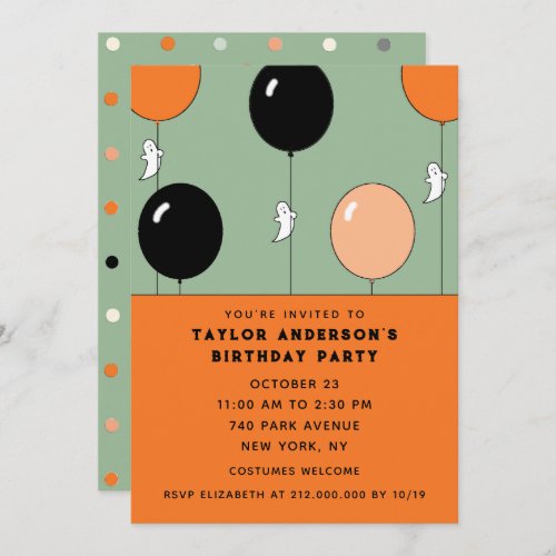 Halloween October Birthday Invitation