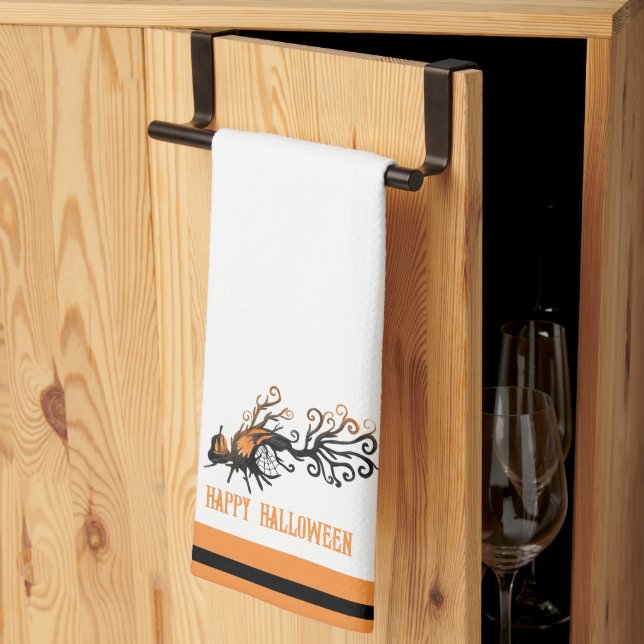 Halloween/October/Fall/pumpkin tree Kitchen Towel (Thirds Fold)