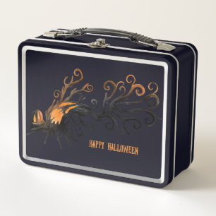 Halloween/October/Fall/pumpkin tree Metal Lunch Box