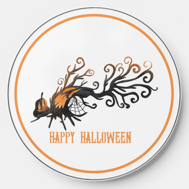 Halloween/October/Fall/pumpkin tree Wireless Charger (Front)