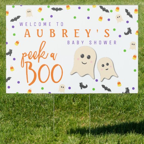 Halloween  October Peek A Boo Baby Shower Welcome Sign