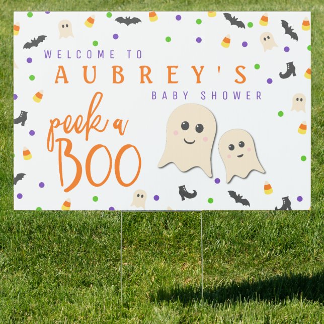 Halloween | October Peek A Boo Baby Shower Welcome Sign (Insitu)