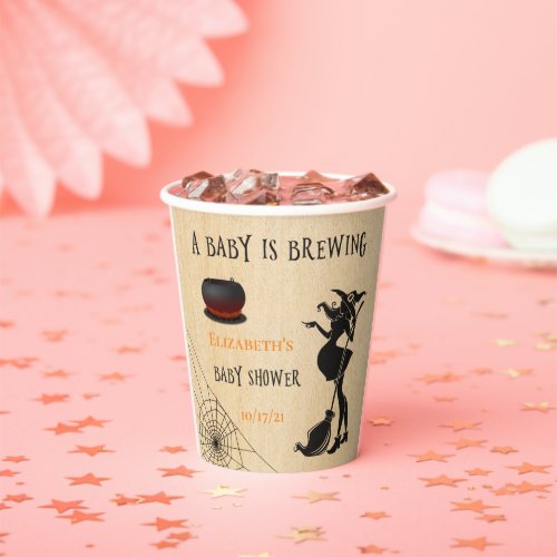 Halloween October Witch Brewing Baby Shower  Paper Cups