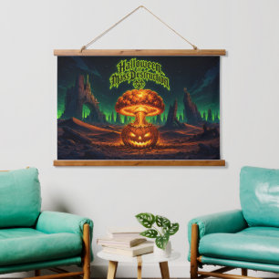 Halloween of Mass Destruction Radioactive Pumpkin Hanging Tapestry
