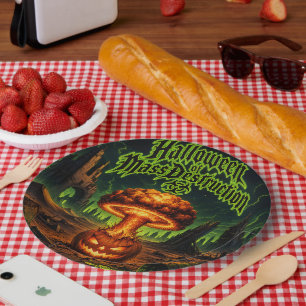 Halloween of Mass Destruction Radioactive Pumpkin Paper Plates