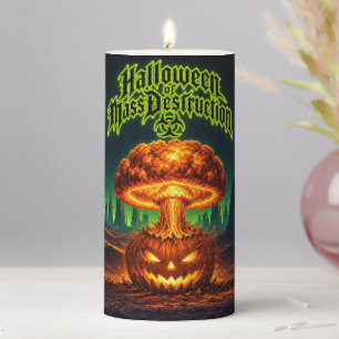 Halloween of Mass Destruction Radioactive Pumpkin  Pillar Candle