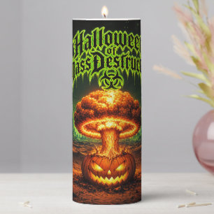 Halloween of Mass Destruction Radioactive Pumpkin  Pillar Candle