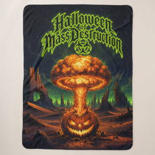 Halloween of Mass Destruction Radioactive Pumpkin Sherpa Blanket