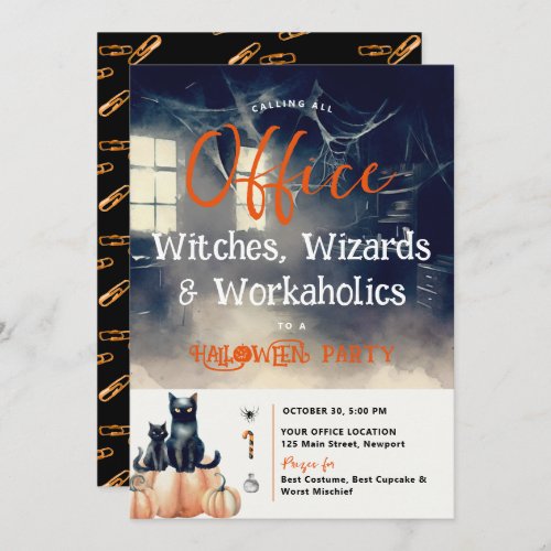 Halloween Office Party Business Corporate Cats Invitation