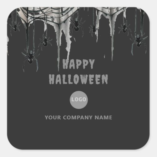 Halloween Office Party Business Corporate Web Logo Square Sticker